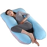 Oreiller de Corps Multi-positions Forme de U 100% Coton Avec Housse En Velours Remplaçable et Lavable Pour Les Femmes Enceintes en Coton Taie D'oreiller en Forme Détachable Lavable
