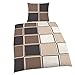 Produktbild IDO Fein Biber Bettwäsche 2tlg. Beige Mokka kariert 47623-602 Bettwäsche Bettbezug 80x80 cm / 135x200 cm