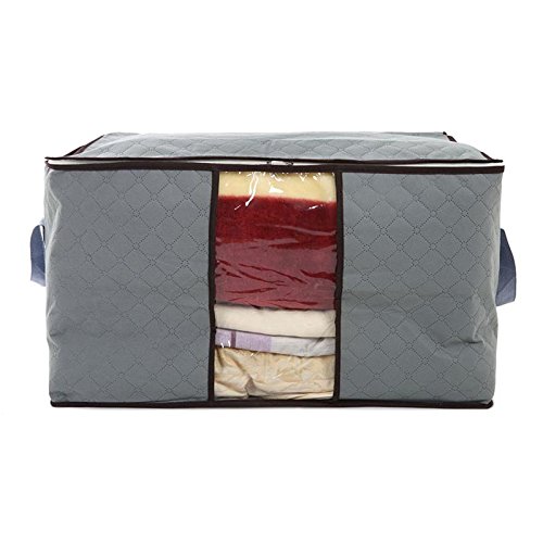 FunYoung Unterbettkommode Aufbewahrungstasche für Kleidung Bettzug Bücher etc mit Deckel Faltbar Grau