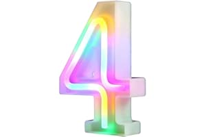 Nordstylee Luci a LED illuminate, lettere al neon per parete, per festa di compleanno, Natale, decorazione di nozze, numeri colorate (4)