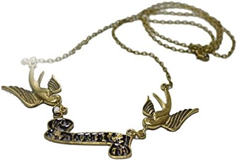 Vintage Lucky Swallow Birds Antique Bronze Pendant Necklace - Boxed &amp; Gift Wrapped