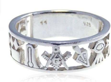 Sterling Silver Masonic Band Ring & Gift Box