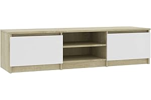 vidaXL Mobile Porta TV Minimalista 2 Ante 2 Scomparti Armadietto Credenza Multimediale Bassa Bianco e Rovere Sonoma 140x40x35,5 cm in Truciolato