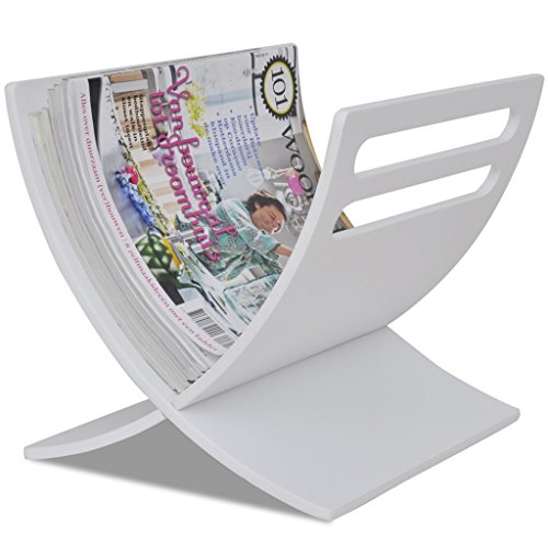 vidaXL Zeitungsständer Magazinhalter Holzhalter Zeitschriftenhalter Magazinständer Weiß - 2