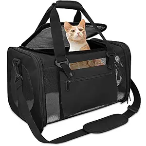 Qlf yuu Pet Carrier Airline Approved,Dog Carriers for Small Dogs 15lbs,TSA Approved Pet Carriers for Small Dogs,Cat Travel Carrier for Small Medium Pets Dogs Cats,Soft Sided Pet Cat Carrier,Black