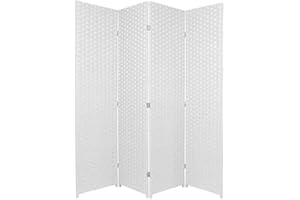 SaleemExpress Folding Raffia Weave Wicker Privacy Panels/Room Dividers (4, White)