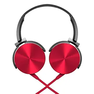 Stylish 3.5mm Wired Headphone (XB450) with Mic (Red)