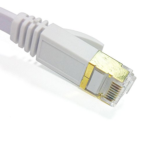 Vandesail Cat7 Patchkabel Ethernet Kable Lan Netzwerkkabel Hochgeschwindigkeits Computer Router Vergoldete Stecker SSTP Kabel Cat 7 RJ45 Professionelle Gold Headed Netzwerk Kabel (20 Meters-weiß abgeplatteten) - 3