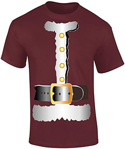 YTHH Fashion Santa Costume Printed T shirt Top Mens Boys Tee Christmas Casual Short Sleeve #(6146#Maroon T Shirt/Santa Costume Print #5-6 Year#Boys)