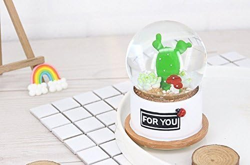 URGrace 1Pcs Creative Cactus Crystal Ball Light Music Box Romantic Ball Lovely Home Decoration Christmas Valentine's Day Girlfriend Gifts
