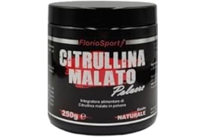FlorioSport Citrullina Malato 250 g in Polvere Pura, Citrullina Amminoacido Pre Workout, Forza e Resistenza. Senza Aromi e Senza Edulcoranti Artificiali (Scadenza 10/2025)