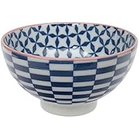 TOKYO design studio Geo Eclectic Cuenco de arroz, Porcelana, Azul Oscuro, 12 x 6,5 cm