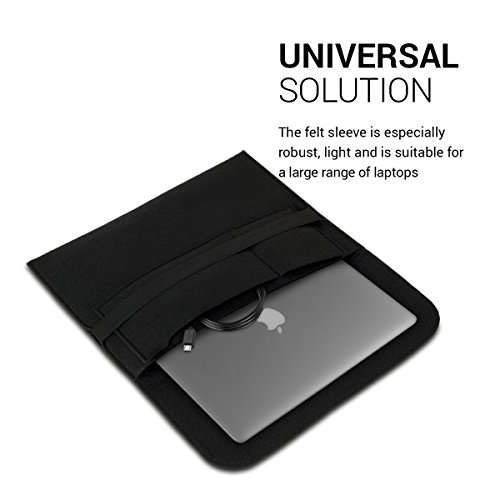kwmobile Laptoptasche Filz Sleeve f  r 14  Laptop   Notebook   Ultrabook - Notebook Tasche Schutzh  lle Laptop Case H  lle in Schwarz mit Innentaschen