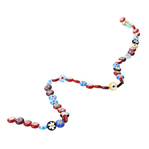 SODIAL(R) Hilo Cuenta Abalorio Disco Cristal de Murano estampado