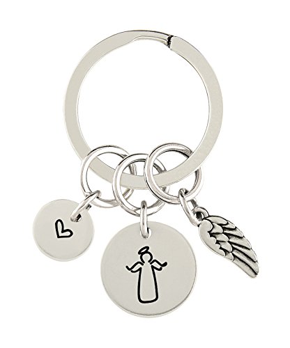 Preisvergleich Produktbild Schlüsselanhänger Schutzengel mit Gravur und Charms