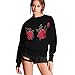 Produktbild Damen Pullover, iHee Frauen Stilvolles O-Neck Stickerei Applique Langarm Sweatshirt Pullover Tops (XXL, Schwarz #1)
