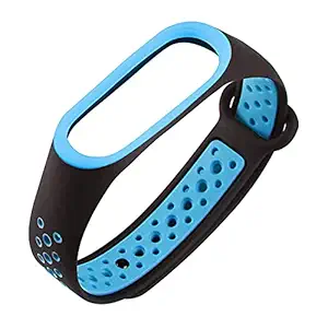 CROSSVOLT Adjustable Strap Combo for Xiaomi Mi Band 3 & Mi Band 4-(Black-Blue)
