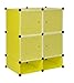 Produktbild Schrank Kinderregal Bad Flur Steck Regal Schuh Standregal Kommode in Gelb Grün mit 4 transparenten weißen Türen 93 x 75 cm
