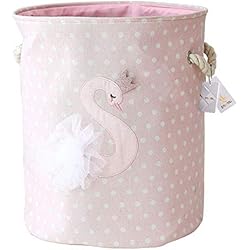 Znvmi Panier de Rangement pour Chambre d'enfants, Corbeille à Linge Pliable Grand Organiser de Les Vêtements Stockage de Jouets - Cygne/Rose