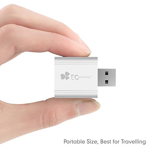 EC Technology Externe USB Soundkarte Aluminium C Media Chipsatz, Kompatibel mit Windows, Mac, Plug & Play-Silber - 4