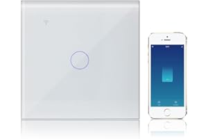 KETOTEK Interruttore Luce Intelligente WiFi Bianco 1 Gang 1 Via, Interruttore Luce Muro Smart Life/Tuya App Controllo, Compatibile con Alexa, Neutro/Senza Neutro Disponibile
