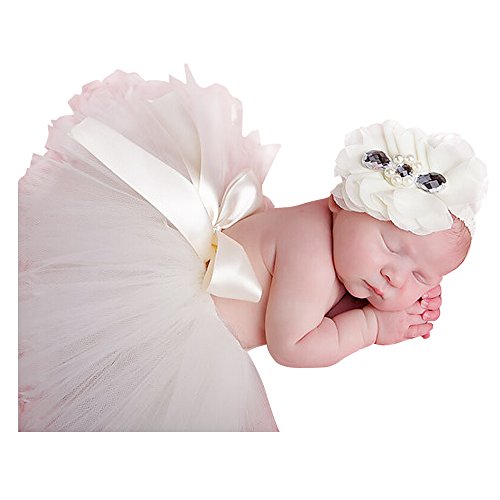 Jastore Photography Prop Baby Newborn Beige Tutu Costume Headband Dress