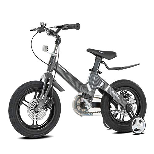 Preisvergleich Produktbild 1-1 Kinderfahrrad, Einstellbare Sitzgriffhöhe Leicht Magnesiumlegierung Doppelscheibenbremse Gummiluftreifen Sicherheit 18in,Black