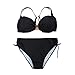 JXStar Women's Plus Size Two Pieces Bikinis Set UK18 Black