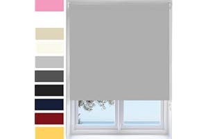 Ev Dekor Roller Blinds - Light Grey 60 Width 165 cm Drop, Thermal Blackout Roller Blind Insulated UV Protection Child Safe Premium Fabric Home Office Window Blinds