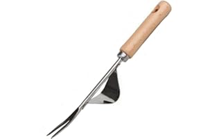 Lichi Garden Hand Weeder Tool, Stainless Manual Weed Puller with Natural Wood Handle, Remover Tool For Outdoor Planting Garden Lawn Yard