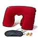Produktbild Bluelans® Aufblasbares Reisekissen - Reise Nackenkissen Nackenhörnchen, mit Augenmaske, Ohrstöpsel, Rot