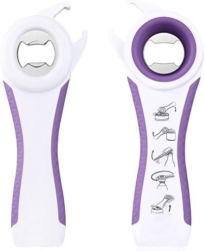 Premium All-in-one Multi-function Stainless Steel Blade Personalized Jar Opener for Various of Kitchen Cans, Bottles, Wine, Beer and Soda Pops(Purple)