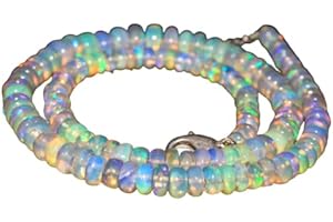 GENERIC 43 Karat AAA natürliche äthiopische Opal-Perlen, AAA-Qualität, Feueropal, äthiopische Opal-Perlen, Welo Feueropal-Perlen, Edelsteinperlen, Weiß, 5,50 x 2,50 mm