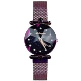 RORIOS Fashion Damen/Women Analog Quarzuhr Armbanduhren Mesh Armband Magnetband Sternenklarer Himmel Simulierter Diamant Dial Armbanduhr