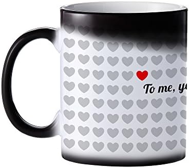 Cup - Colour Changing Coffee / Tea cup - 1000 hearts - To me you are unique - White Coffee / Tea Mug with Thermal Effect