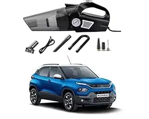 Oshotto 3-in-1 Tire Inflator Portable Car Vacuum Cleaner, with Tire Pressure Gauge and LED Light, 12V DC Air Compressor Pump, 15FT Cord Compatible with TATA Punch