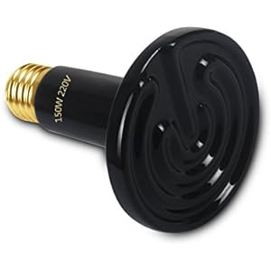 TAMAYKIM 50W Schwarz Keramik Wärmelampe Heizstrahler Pet Reptil Wärme Lampe AC 220-245V, 1er-Pack