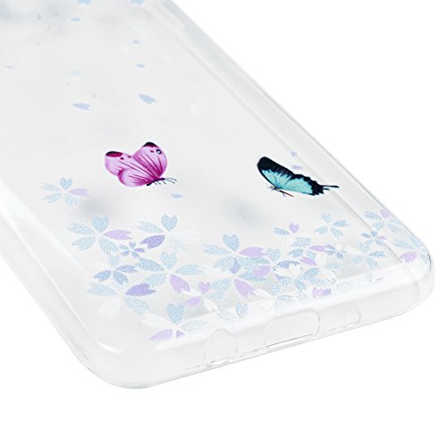 Badalink für Samsung Galaxy J5 Prime/On5 2016 TPU Tasche Schutzhülle Gemalt Aufdruck Muster Bumper Handycover Handyhülle Blumen und Schmetterling - 6