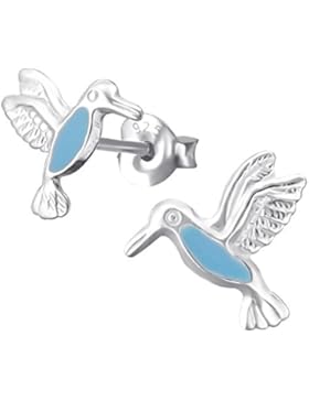 Laimons Kids Kinder-Ohrstecker Kinderschmuck Vogel Colibri Hell-Blau Sterling Silber 925