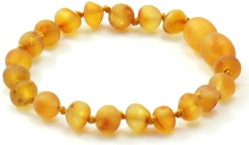 Unpolished Baltic Amber Anklet / Bracelet - Size 14 cm - Raw Honey Color - TipTopEco (14 cm)