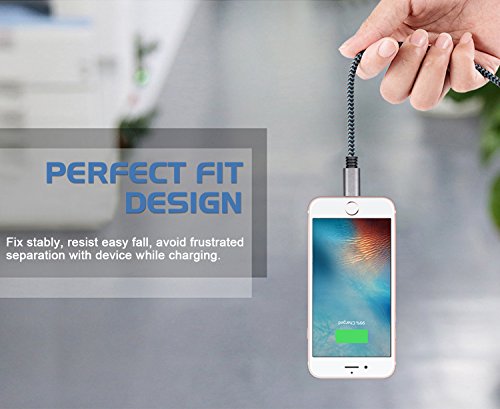 SURWELL Lightning zu USB Kabel [2-Pack]*3m iphone Kabel Ladekabel Nylon für iPhone 6 Plus 6S SE Plus 5S 5C 5, iPad Air 2, Mini 3, iPod 5 und iPod Nano 7 (Schwarz-Blau) - 4