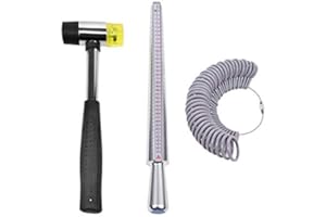 MAGIIN Ring Sizer Mandrel Gauge Set, Finger Size Measuring Tool with Rubber Hammer for Jewelry Making Measuring Sizing