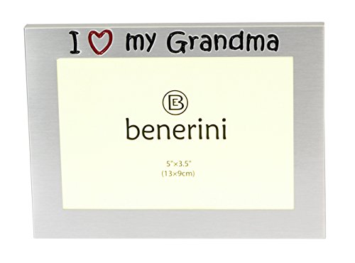 ' I Love My Grandma ' - Photo Picture Frame Gift - 5 x 3.5 " - Brushed Aluminium Satin Silver Colour