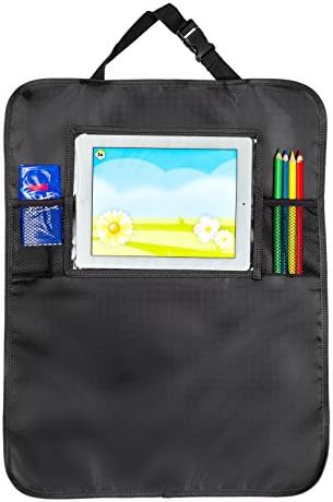 High-quality Car Seat Back Protector Seat Protector with Transparent iPad Bag – Accessory pocket for the car seat and back rest