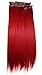 PRETTYSHOP XXL 24" 130g Set 8 pcs Full Head Clip In Hair Extensions Hair piece Straight Or curled Heat-Resisting Div. Colors (intense red straight 3100 CES9)