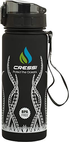 Cressi Water Bottle H20 Frosted, Borraccia Sportiva Unisex, Nero Octopus, 600 ml