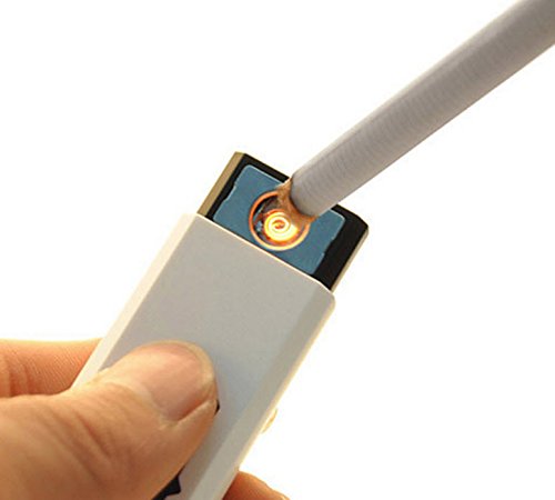Qprods – Windgeschützt, ökologische Wolfram elektrische USB Feuerzeug. Ohne Flamme, Gas oder Flüssigkeiten. USB aufgeladen. Lichter Tausende von Zigaretten. 1 Jahr Garantie (Schwartz) - 4