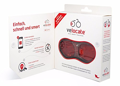 VELOCATE GPS Rücklicht für Fahrräder, Diebstahlschutz durch GPS Ortung, schwarz rot - 3