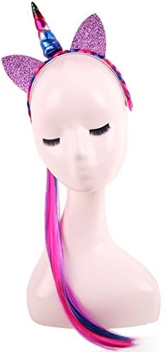 Ferryman Plastic Rainbow Unicorn Wig and Headpiece