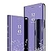 Price comparison product image TVVT Case Samsung Galaxy S8 Plus, Mirror Makeup Plating Flip Cover, Luxury Fashion Elegant Crystal Hard PC Leather Case Standing View Bookstyle Ultra-Slim Shockproof Case Cover - Purple
